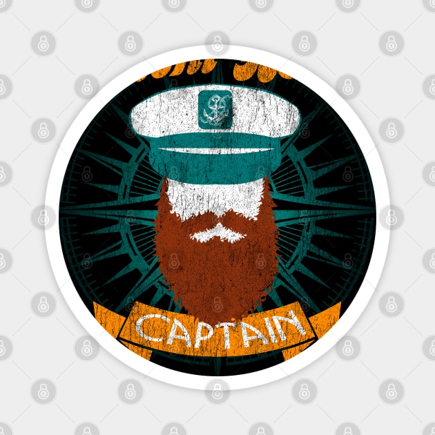 Yacht Rock Captain - Party Boat Drinking Apparel - Bearded Magnet by Vector Deluxe